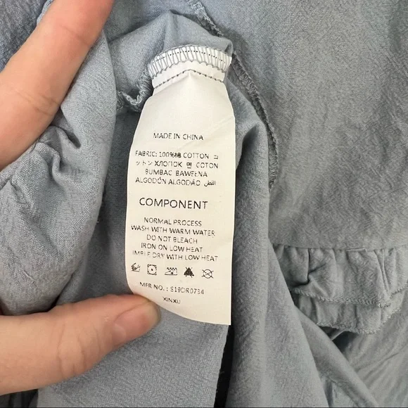 Simplee Elegant Solid Ruffle Short Sleeve Dress Blue Size Small NWT - Picture 14 of 16